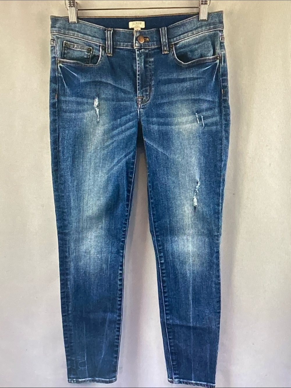 J. Crew Blue Distressed Skinny Jeans